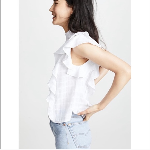 Veronica Beard Sol Lace Inset Ruffle Sleeveless Lace Crochet White Top Blouse 2 - Picture 2 of 16